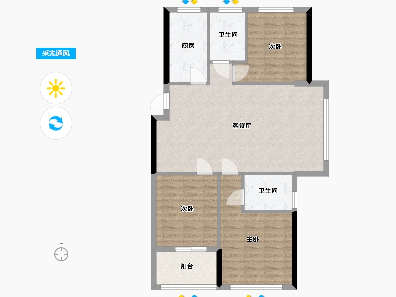 黑龙江省-牡丹江市-观澜国际-111.64-户型库-采光通风