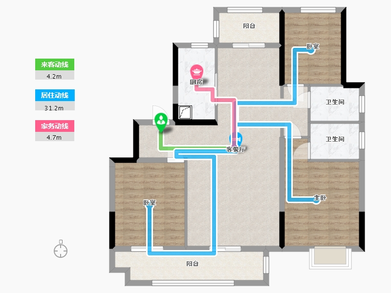 山东省-泰安市-御湖庄园-105.00-户型库-动静线