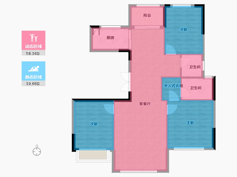 黑龙江省-牡丹江市-观澜国际-108.93-户型库-动静分区