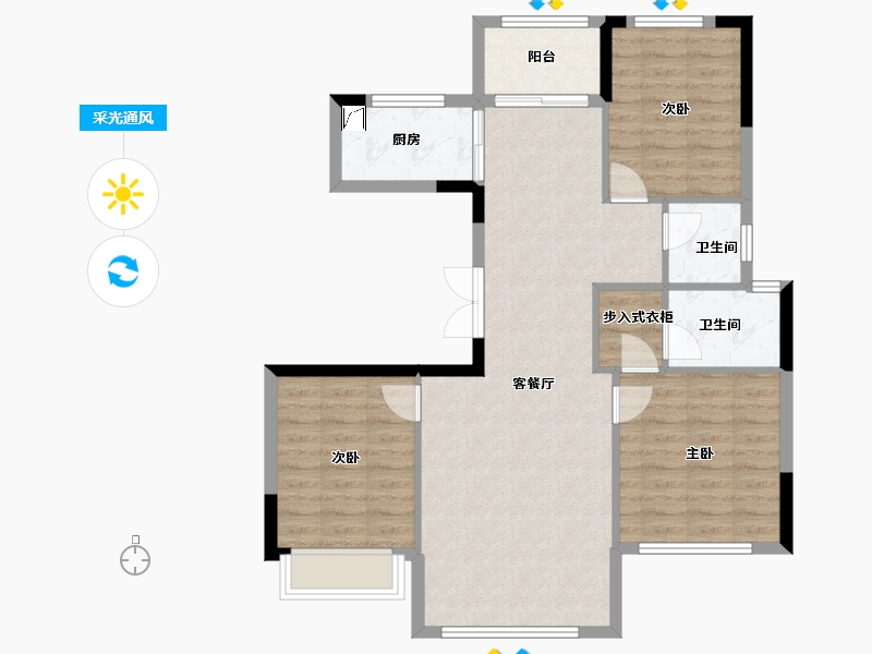 黑龙江省-牡丹江市-观澜国际-108.93-户型库-采光通风