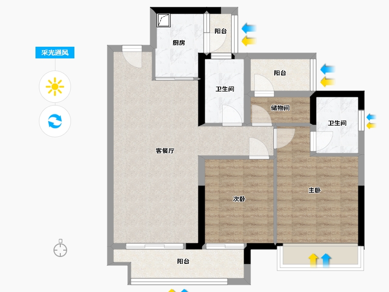 广东省-佛山市-金科卓越集美江湾-78.00-户型库-采光通风