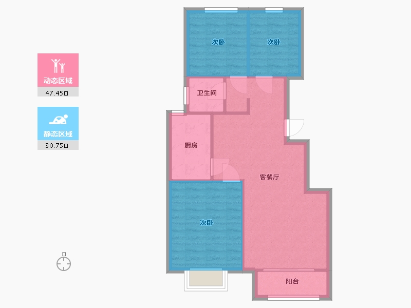 山东省-泰安市-四合佳苑-71.00-户型库-动静分区