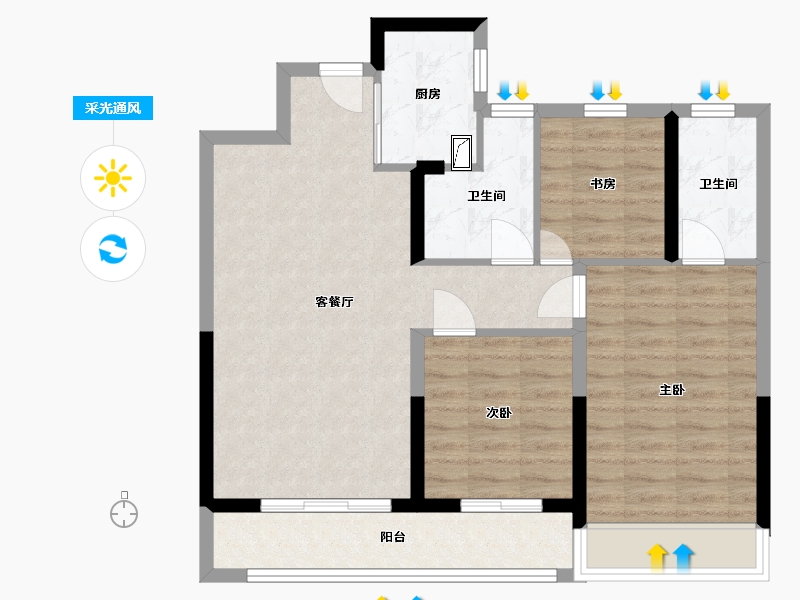 湖北省-孝感市-星河天街-90.00-户型库-采光通风