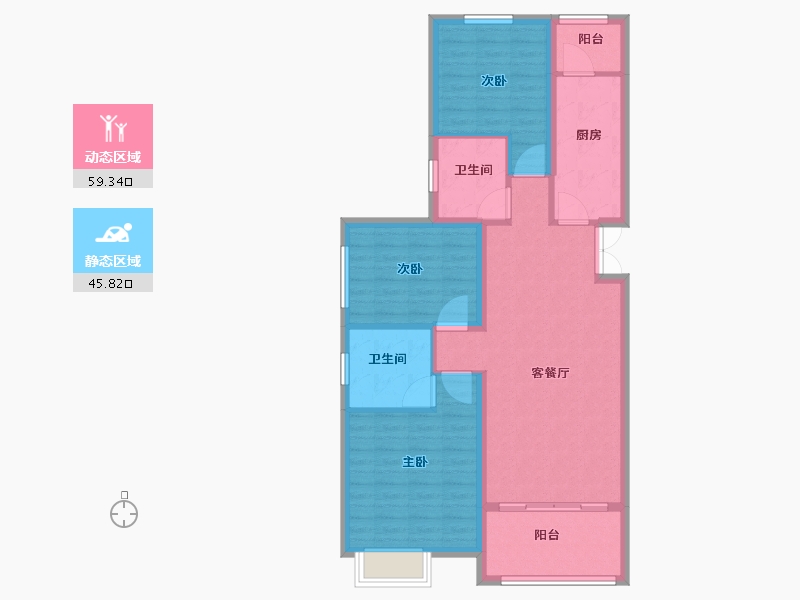 陕西省-咸阳市-旺家温泉华府-94.63-户型库-动静分区