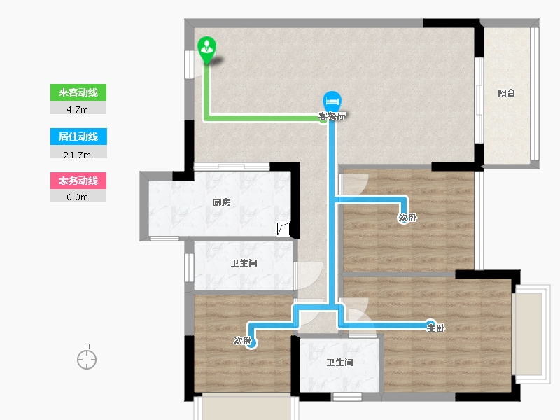 广东省-江门市-开平鸿景天悦03户型-92.90-户型库-动静线