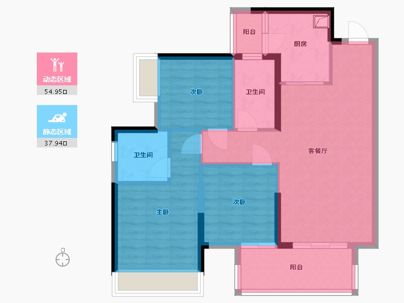 广西壮族自治区-南宁市-洋浦星-83.00-户型库-动静分区