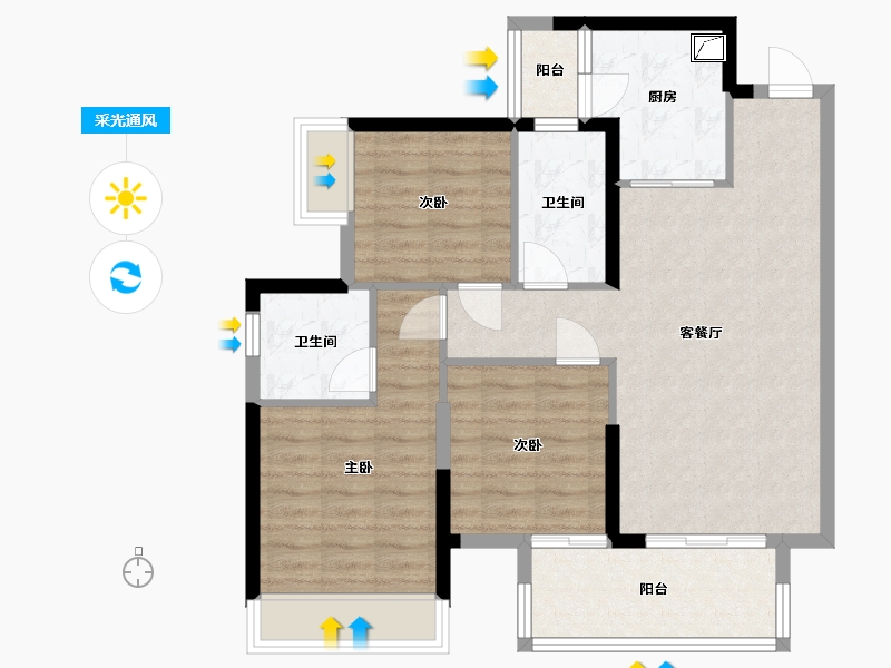 广西壮族自治区-南宁市-洋浦星-83.00-户型库-采光通风