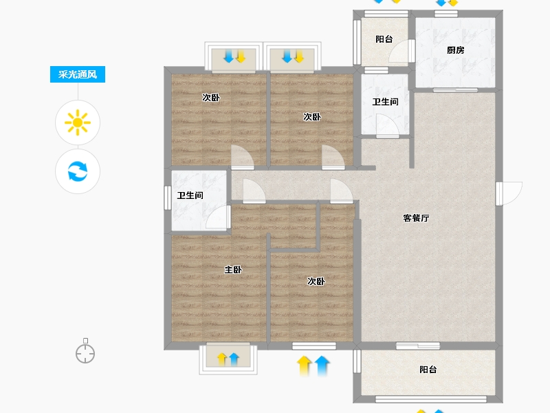 福建省-厦门市-雅居乐御宾府-113.02-户型库-采光通风