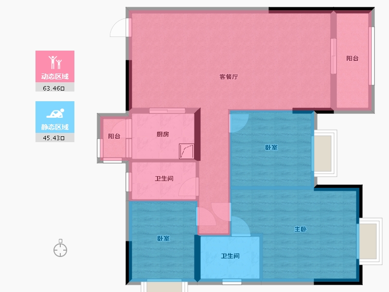 广东省-江门市-江门开平鸿景天悦-92.90-户型库-动静分区