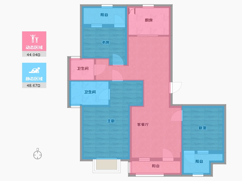 辽宁省-大连市-合生江山帝景-95.00-户型库-动静分区