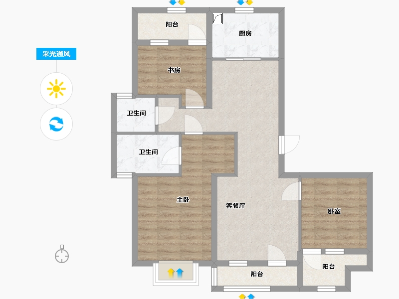 辽宁省-大连市-合生江山帝景-95.00-户型库-采光通风