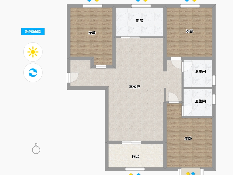 河北省-石家庄市-祥云凤凰尚苑-103.00-户型库-采光通风