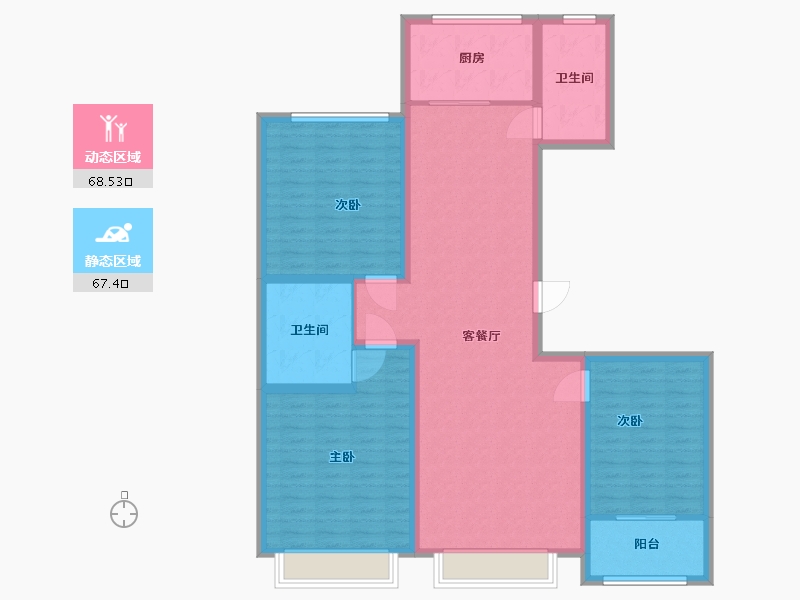 山东省-菏泽市-印象郓州-123.00-户型库-动静分区