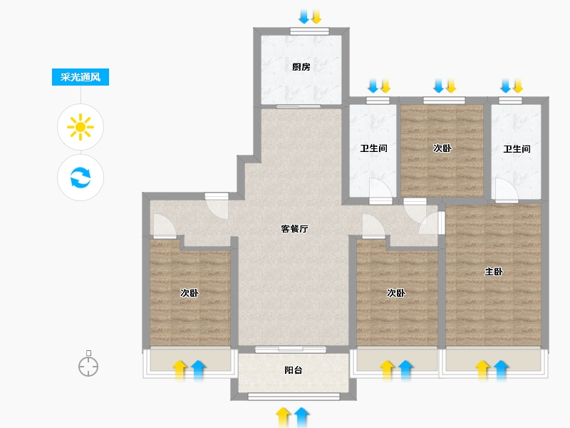 江苏省-苏州市-科技城金茂府-108.00-户型库-采光通风