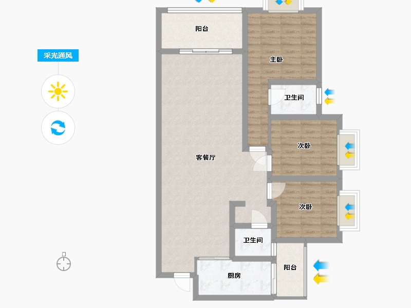 贵州省-安顺市-凯旋公园里-105.00-户型库-采光通风