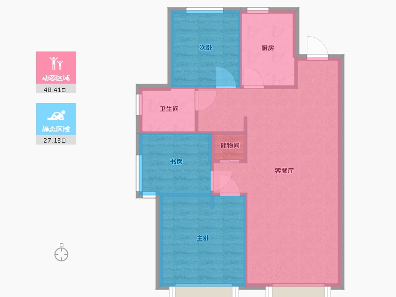 天津-天津市-万科运河文化村-68.60-户型库-动静分区