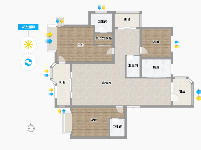 河北省-石家庄市-荣盛华府-150.00-户型库-采光通风