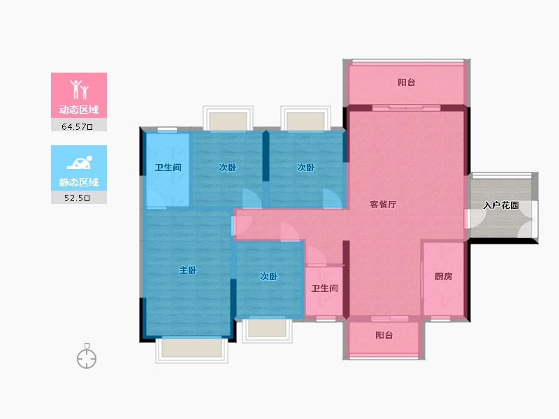 广西壮族自治区-来宾市-金色时代-125.80-户型库-动静分区