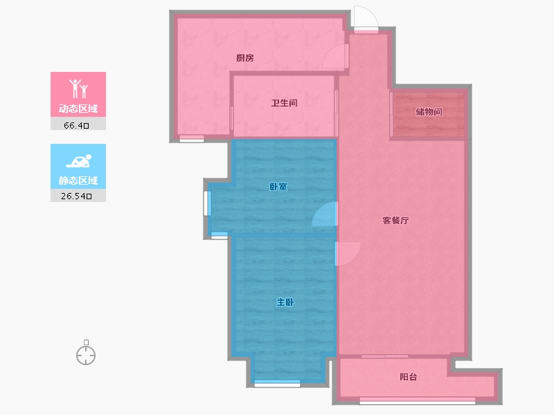 陕西省-西安市-缤纷南郡-67.53-户型库-动静分区