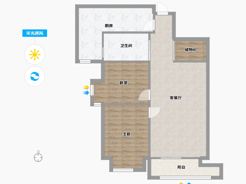 陕西省-西安市-缤纷南郡-67.53-户型库-采光通风