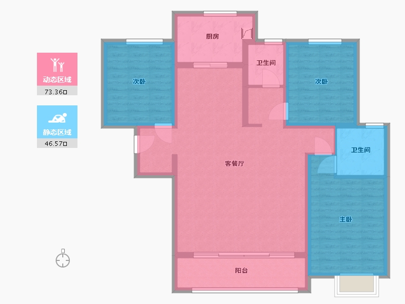 陕西省-渭南市-沋河瑞府-107.95-户型库-动静分区