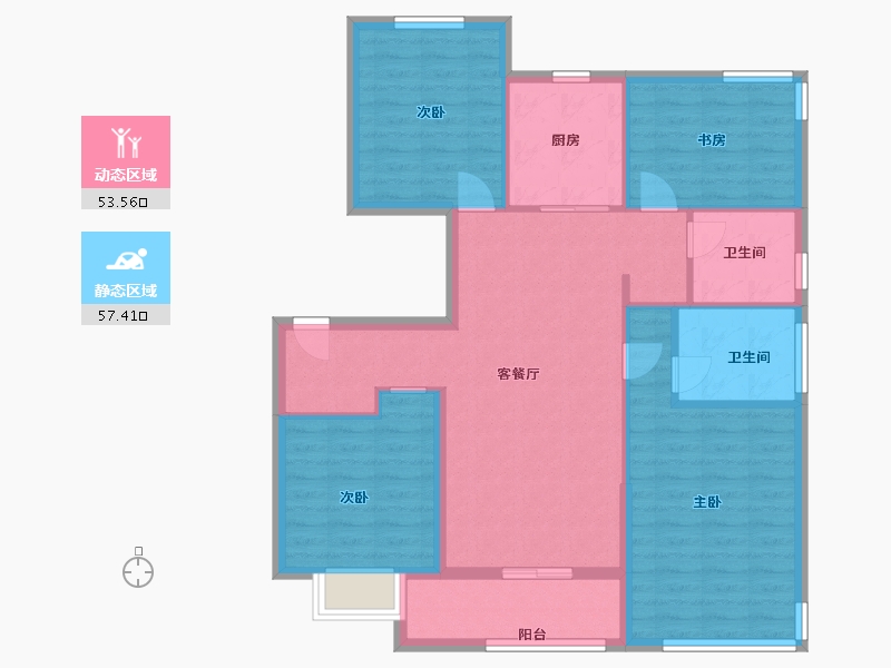 浙江省-宁波市-雅戈尔江上一期-100.00-户型库-动静分区