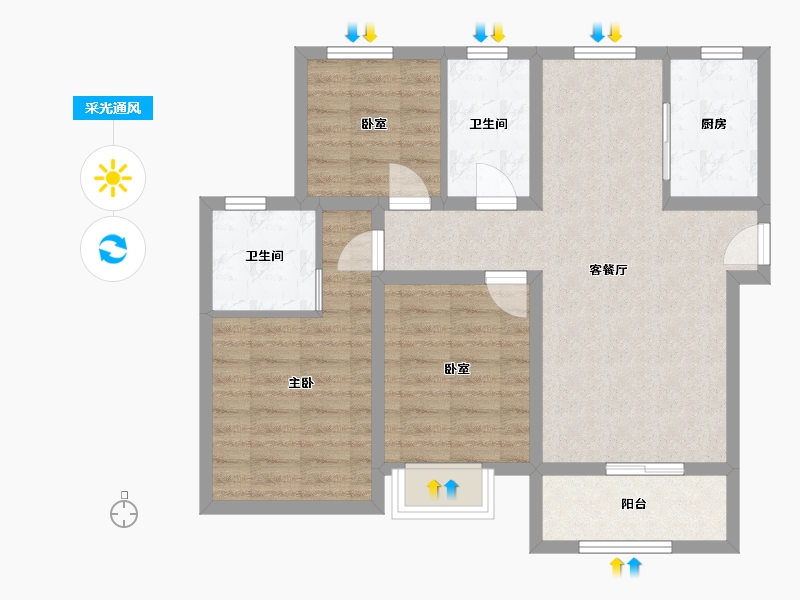 河北省-衡水市-天正.和平里-76.00-户型库-采光通风