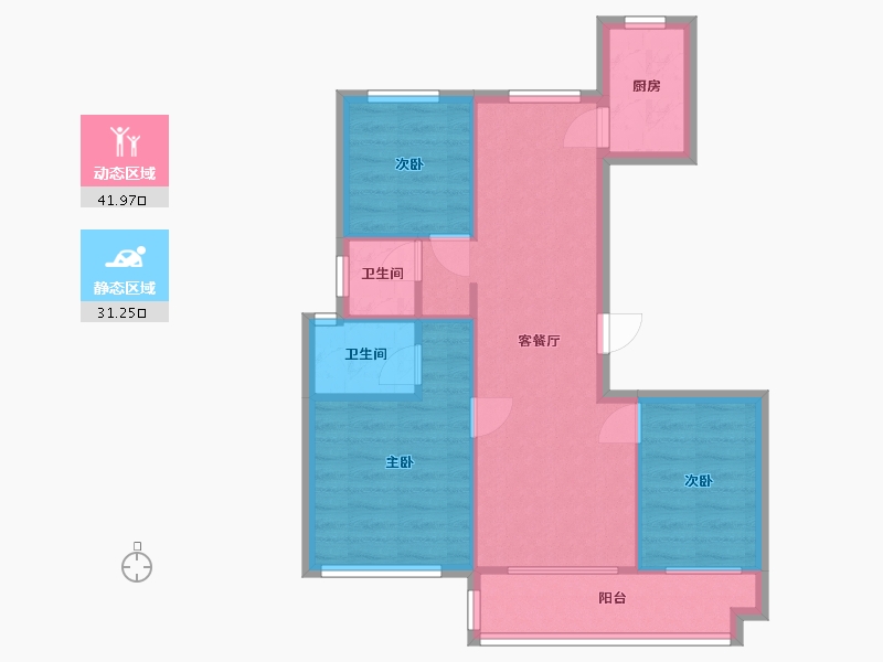 安徽省-合肥市-众发阳光壹号院-102.75-户型库-动静分区