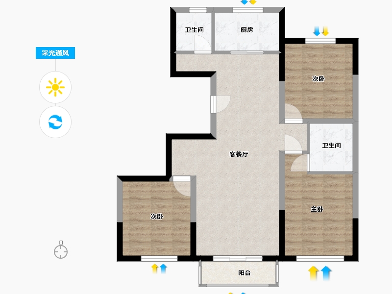 河北省-唐山市-美崖佳苑-100.00-户型库-采光通风