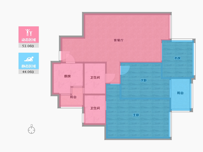 四川省-成都市-置信丽都花园城外侧B区-87.80-户型库-动静分区