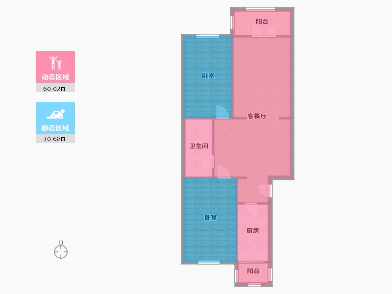 天津-天津市-龙都花园南园-85.00-户型库-动静分区