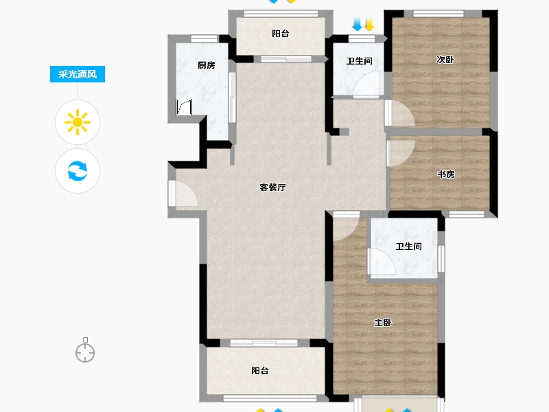 河南省-南阳市-建业幸福里-110.00-户型库-采光通风