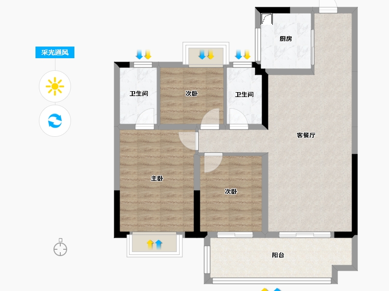 湖北省-宜昌市-保利山海大观-98.00-户型库-采光通风