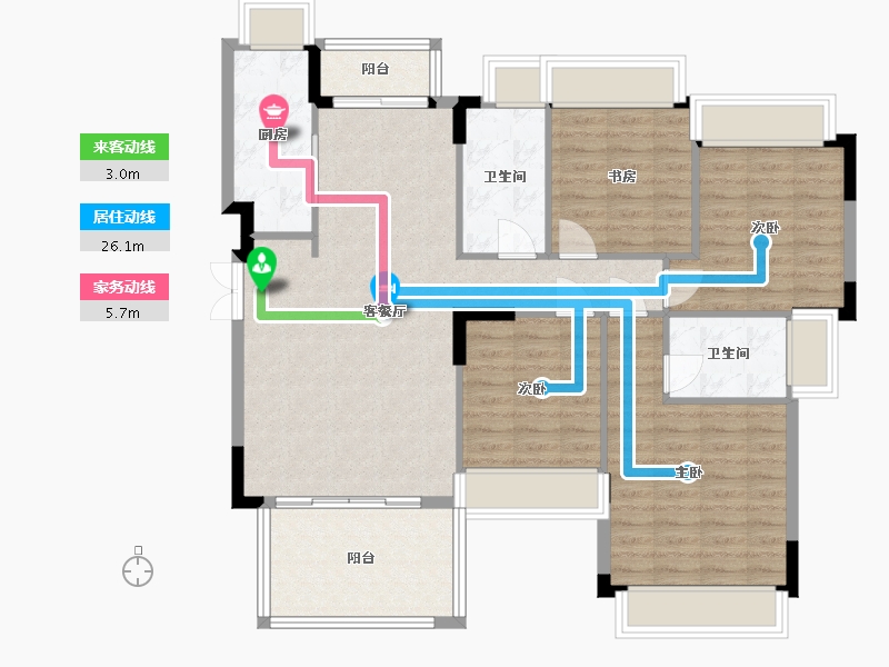 海南省-海口市-和风丽湾-107.00-户型库-动静线