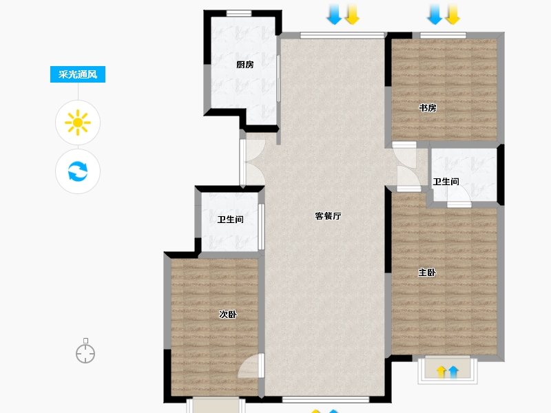 吉林省-松原市-飞达城-136.47-户型库-采光通风