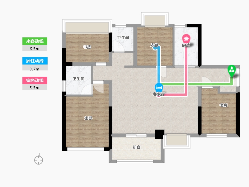 湖南省-长沙市-尚东金河湾-99.64-户型库-动静线