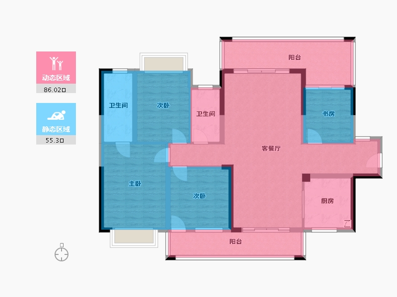 广西壮族自治区-贺州市-星都时代悦山府-127.00-户型库-动静分区