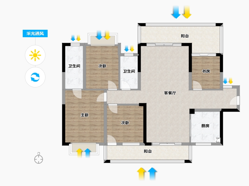 广西壮族自治区-贺州市-星都时代悦山府-127.00-户型库-采光通风