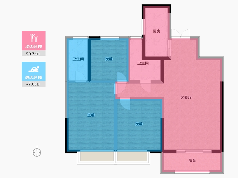 河南省-许昌市-恒达西郡-95.67-户型库-动静分区