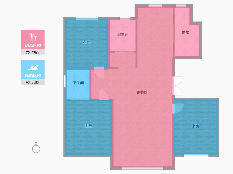 吉林省-松原市-江玺台-136.70-户型库-动静分区