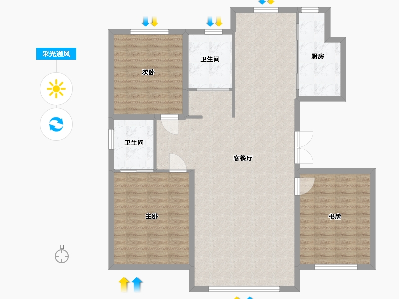 吉林省-松原市-江玺台-136.70-户型库-采光通风