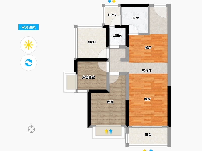 广东省-惠州市-碧桂园中央公园-61.42-户型库-采光通风