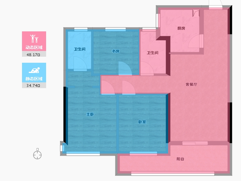 贵州省-六盘水市-公园道1号-74.00-户型库-动静分区