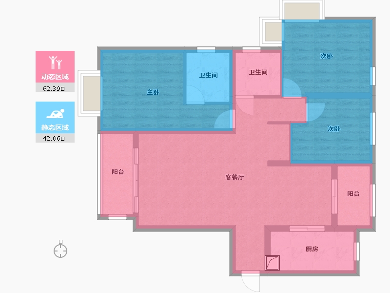 山东省-青岛市-万科桃花源-135.00-户型库-动静分区