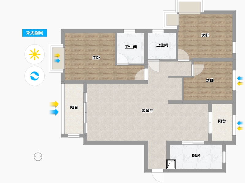 山东省-青岛市-万科桃花源-135.00-户型库-采光通风