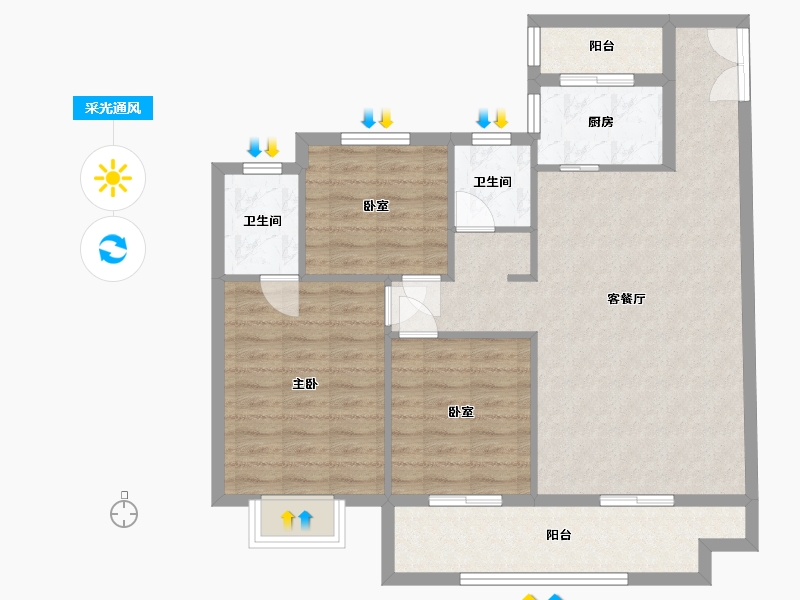 河南省-焦作市-征云美好生活家园-105.00-户型库-采光通风