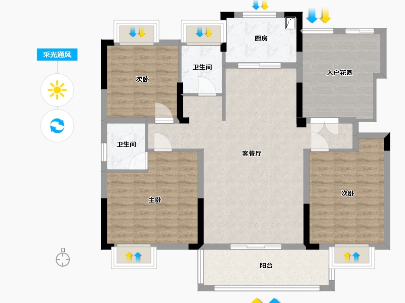 湖北省-随州市-书香华府-106.00-户型库-采光通风