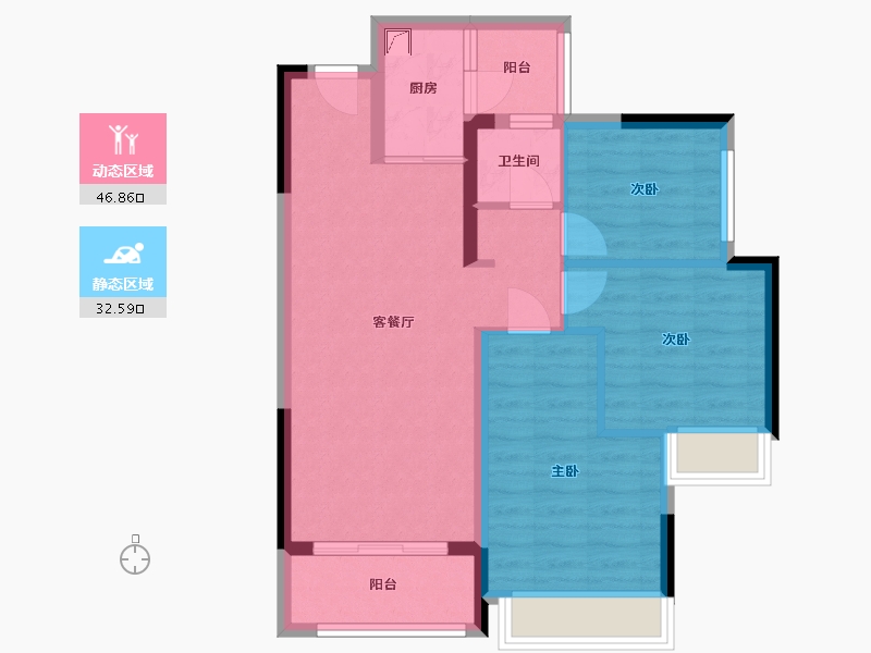 贵州省-遵义市-东都金麟府-77.00-户型库-动静分区