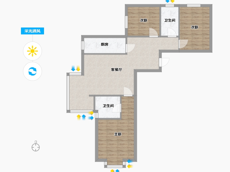 河北省-廊坊市-青年新城-86.75-户型库-采光通风