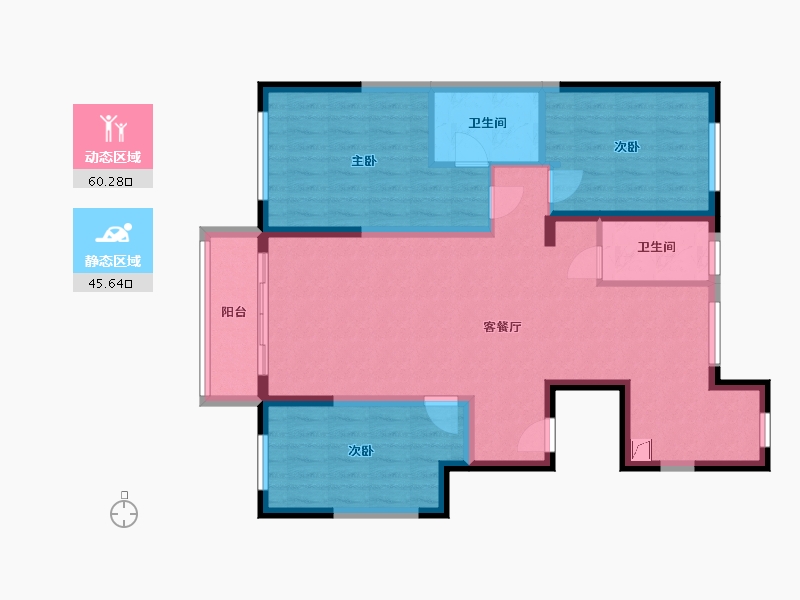 辽宁省-丹东市-学府花园-95.74-户型库-动静分区